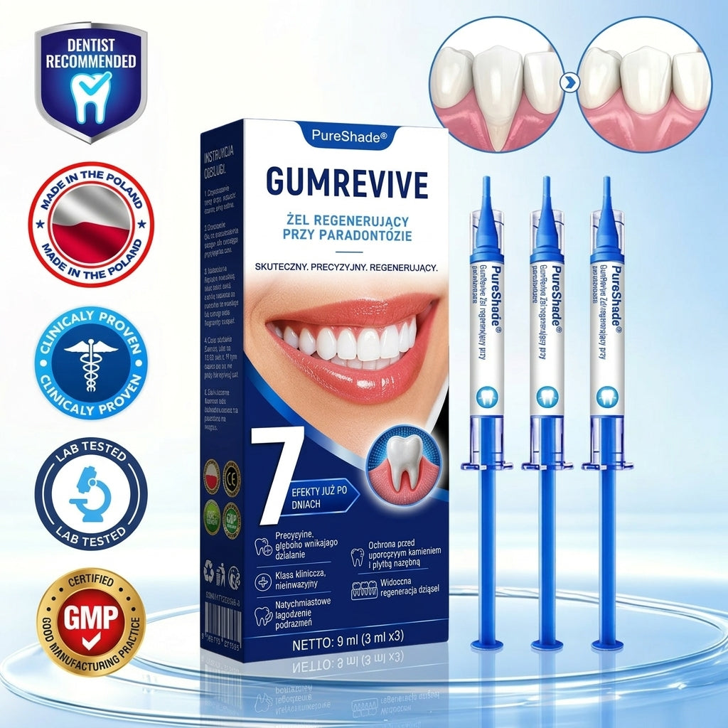 Przełomowe rozwiązanie do regeneracji jamy ustnej 🇵🇱🏅🦷 PureShade® GumRevive Żel do regeneracji przyzębia ⚡